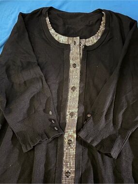 Black Sequin Trim Cardigan